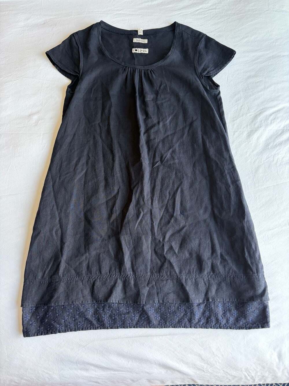 Malvin I Love Linen Black Embroidered Hem Dress Size XL